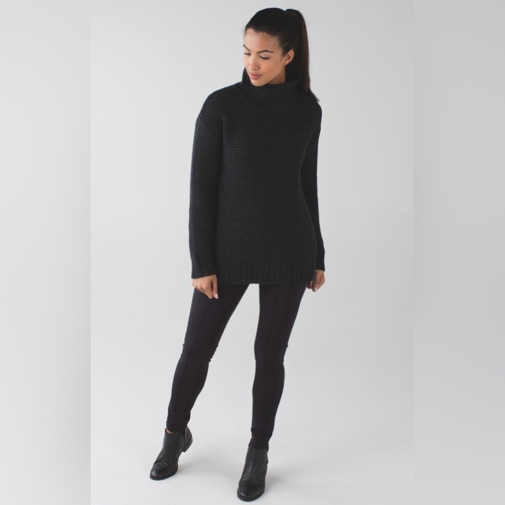 Lululemon Karma Kurmasana Sweater, Merino Wool, Heathered Black, Size 4 - Picture 4 of 8